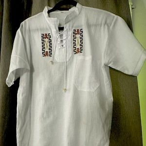 White Embroidered unisex Shirt